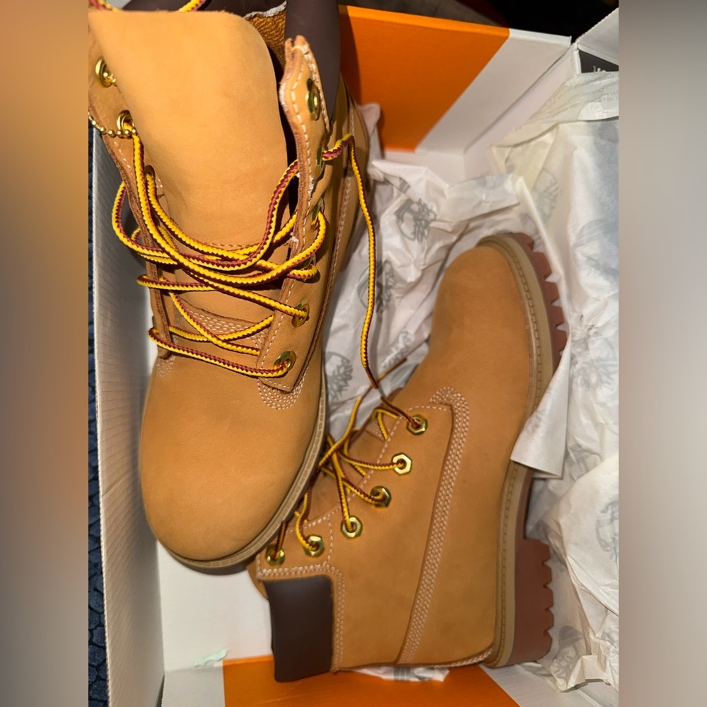 Timberland Orange and White Shoe Box with Brand Logo